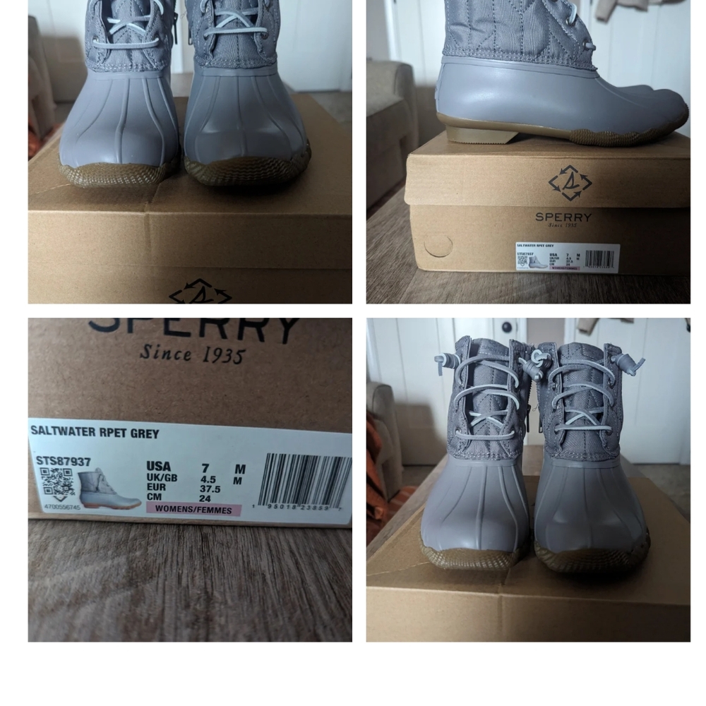 Gray Woman Size 7 New Saltwater Duck Boot.
